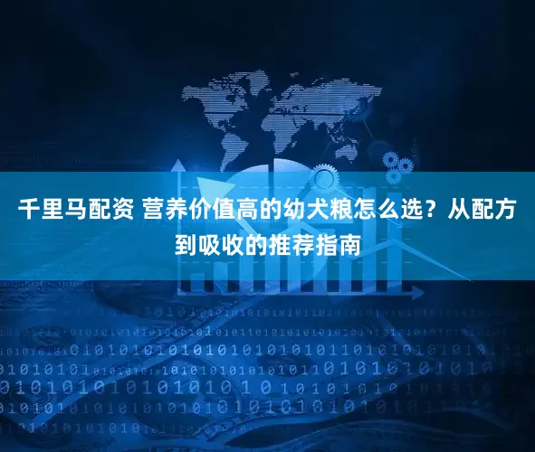 千里马配资 营养价值高的幼犬粮怎么选？从配方到吸收的推荐指南
